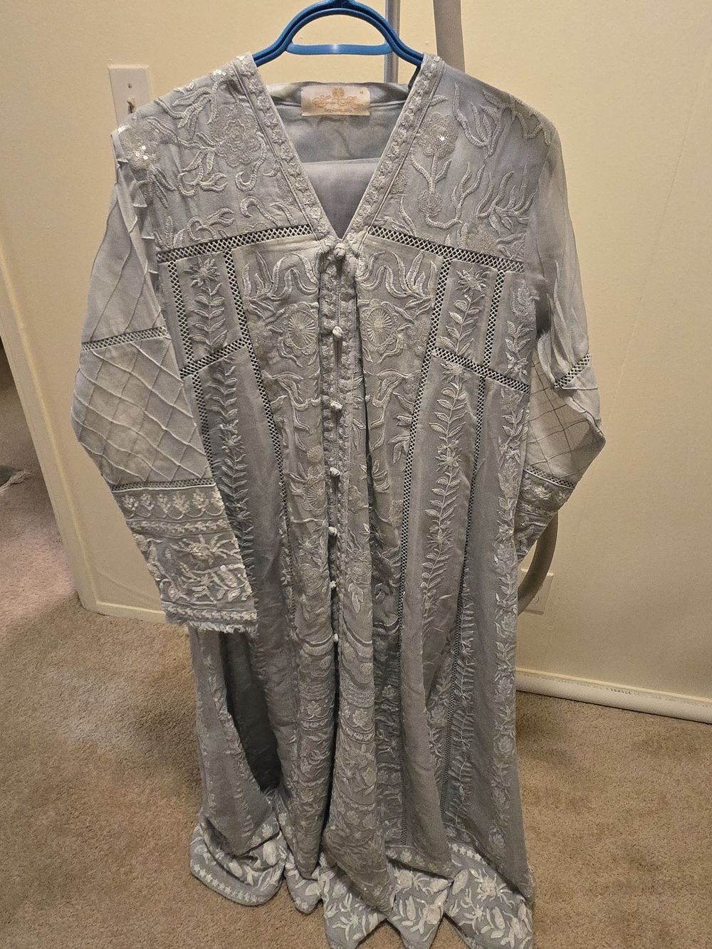 Light Blue Embroidered Womens Suit